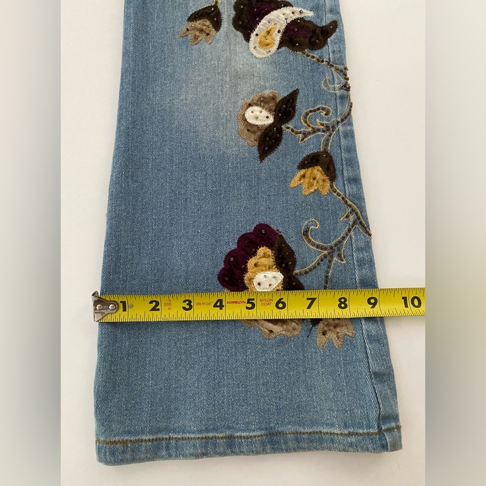 Alexandra Bartlett Jeans Bootcut Boot Cut embroidered appliqué size 6 Petite - Picture 10 of 13